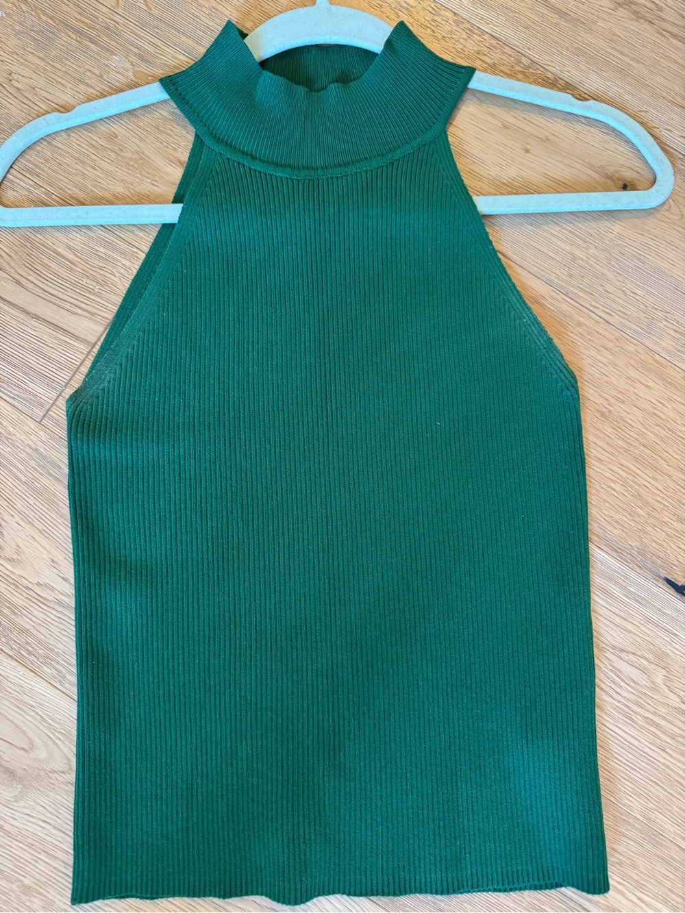 Zara Emerald Ribbed Mock Neck Tank